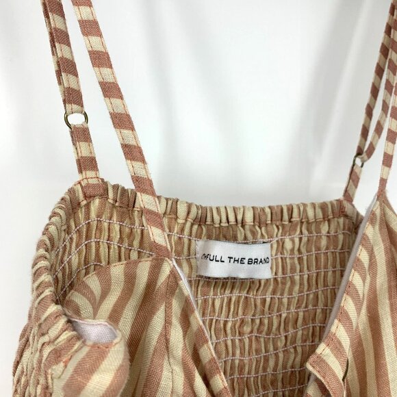 Faithfull The Brand Dress Small 100% Linen Stripe Lace Up Mini - Picture 9 of 16